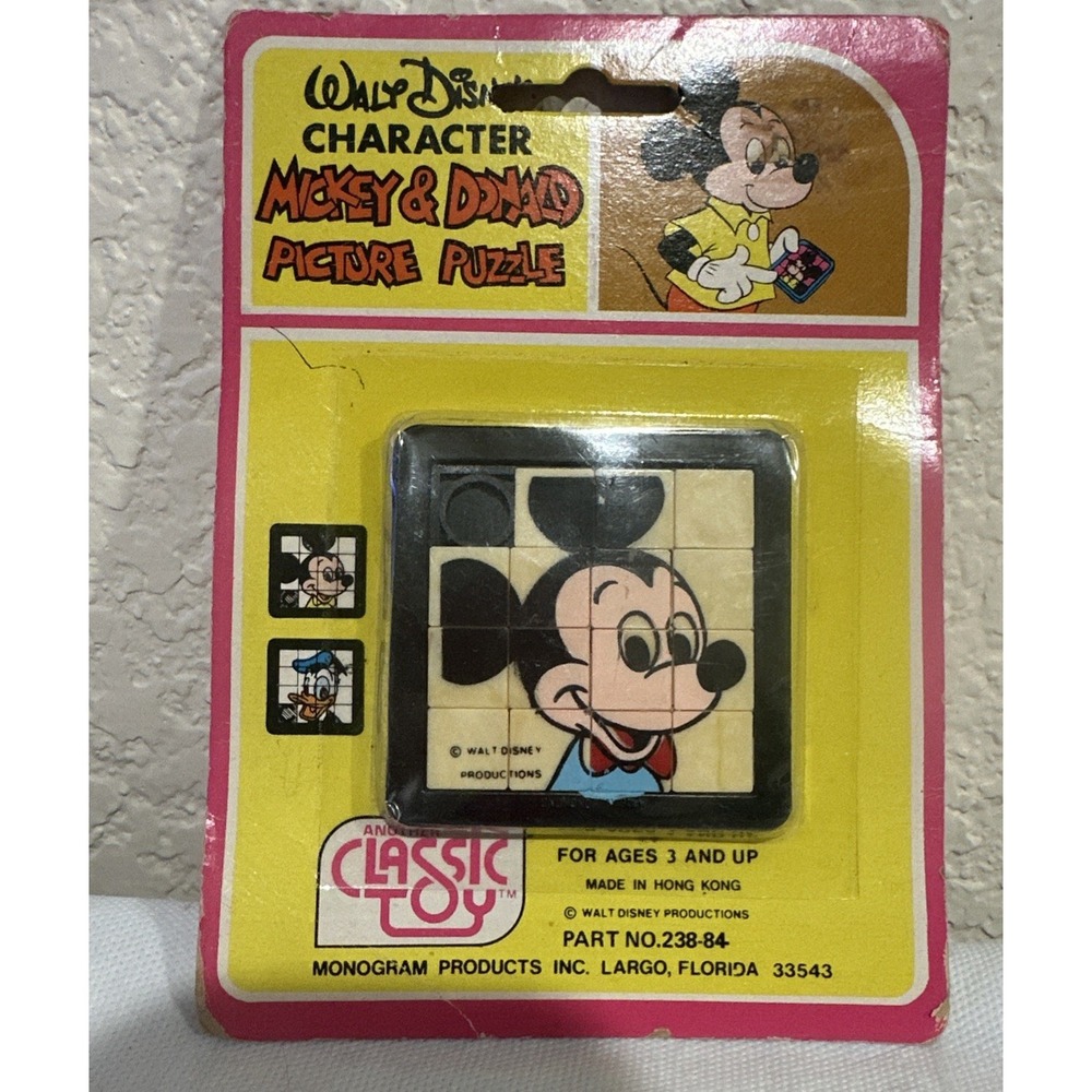 Vtg Walt Disney Mickey & Donald Picture Puzzle Original Package From Hong Kong